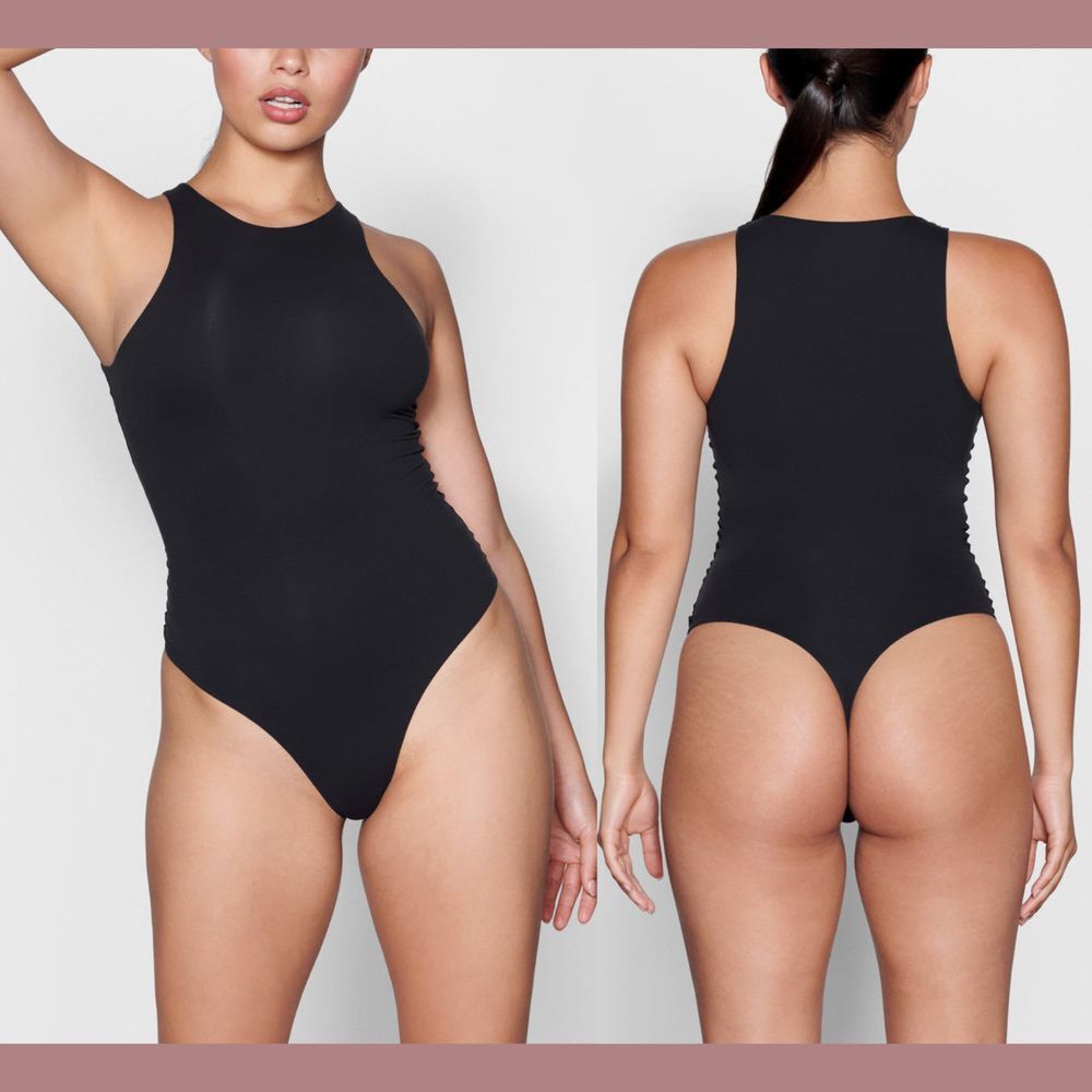 NWT $60 SKIMS [ Small ] Fits Everybody‎ High Neck Bodysuit in Onyx Black #6290